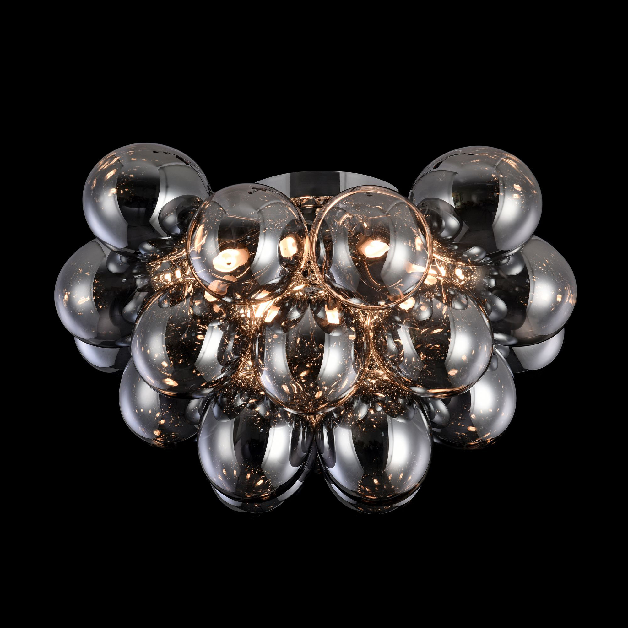 Plafoniera Contemporanea Baldo Metallo Nichel 8 Luci Diffusori Fumè MOD112CL-08N