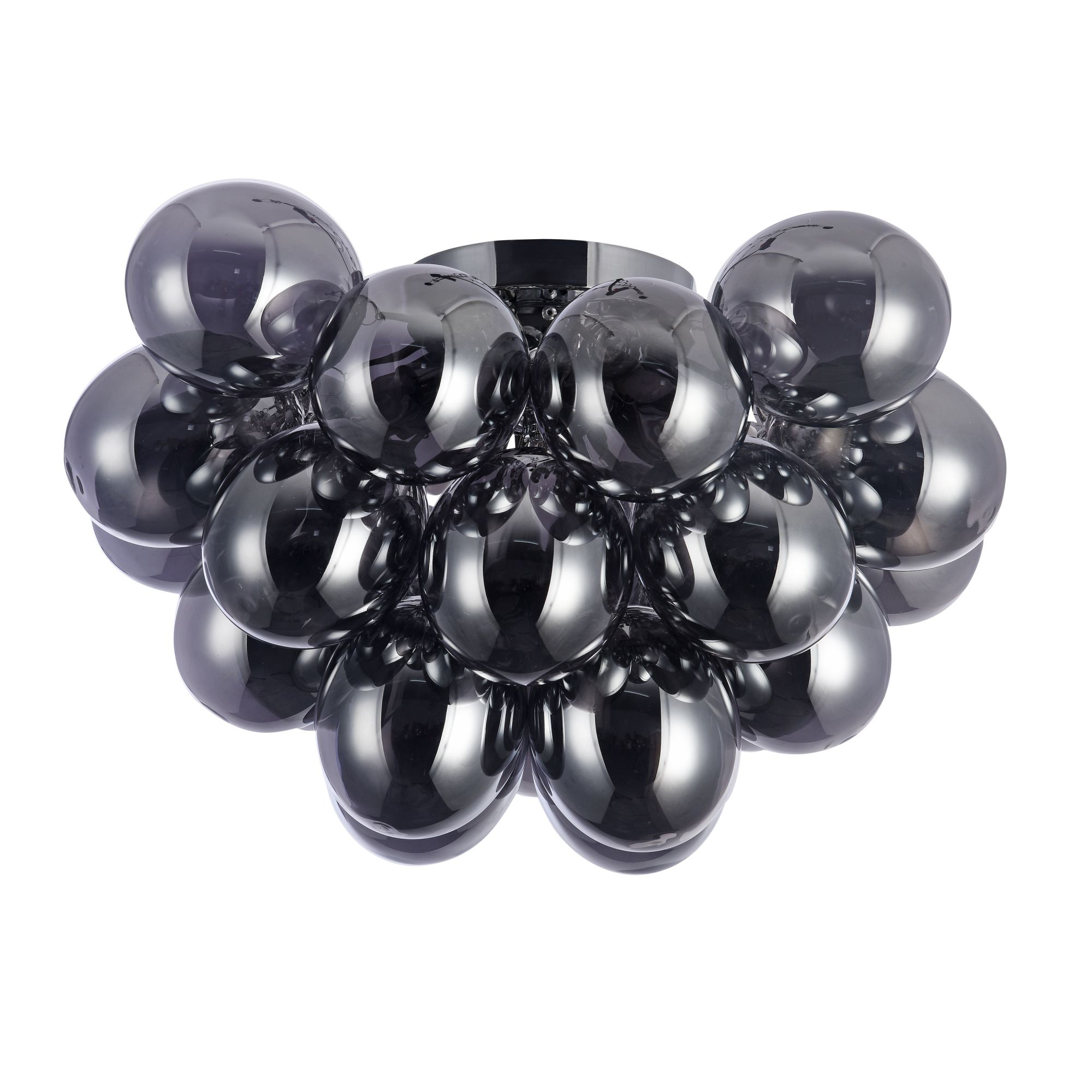 Plafoniera Contemporanea Baldo Metallo Nichel 8 Luci Diffusori Fumè MOD112CL-08N