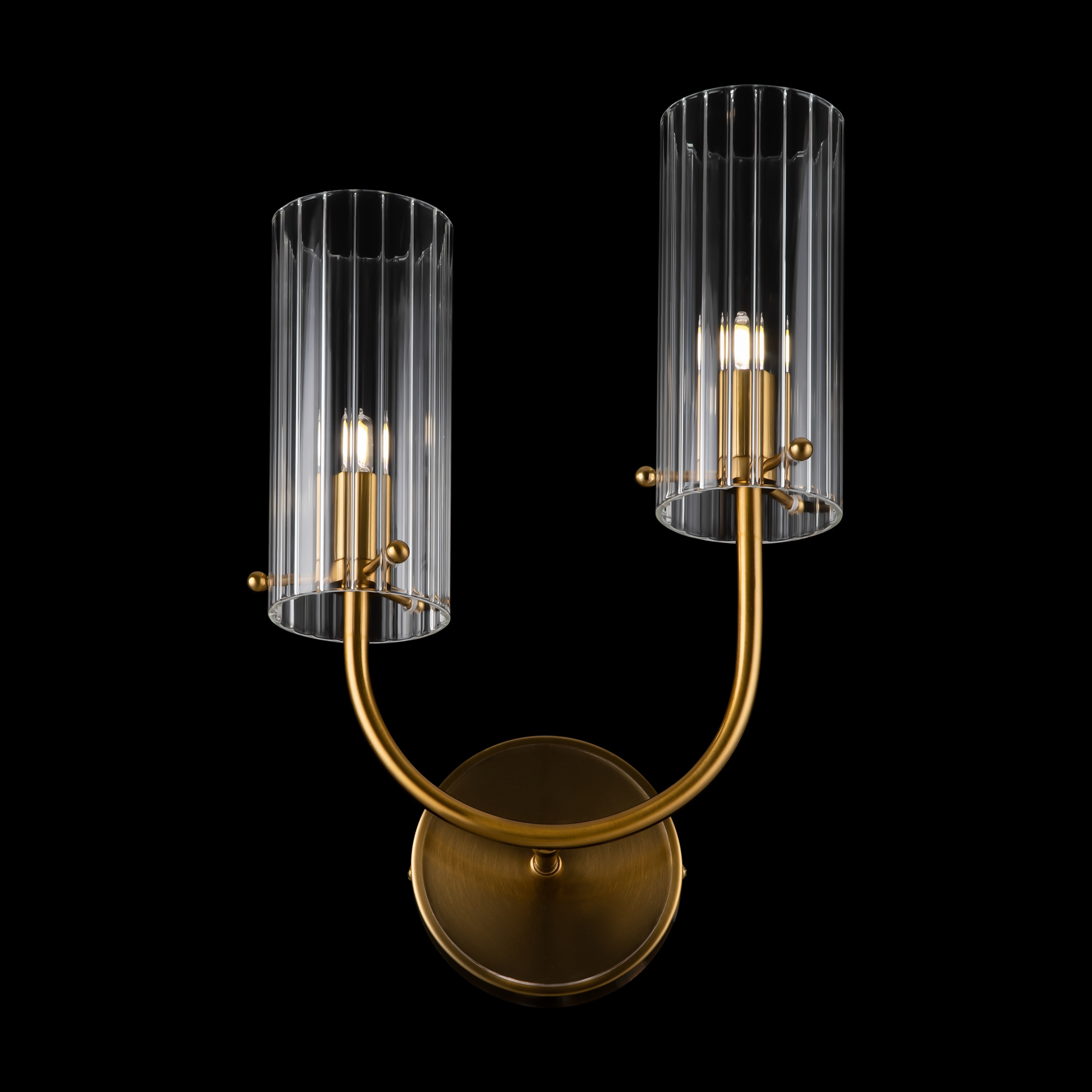 Applique Contemporanea Arco Struttura Metallo Ottone 1 Luce Diffusore Vetro MOD223WL-02BS1