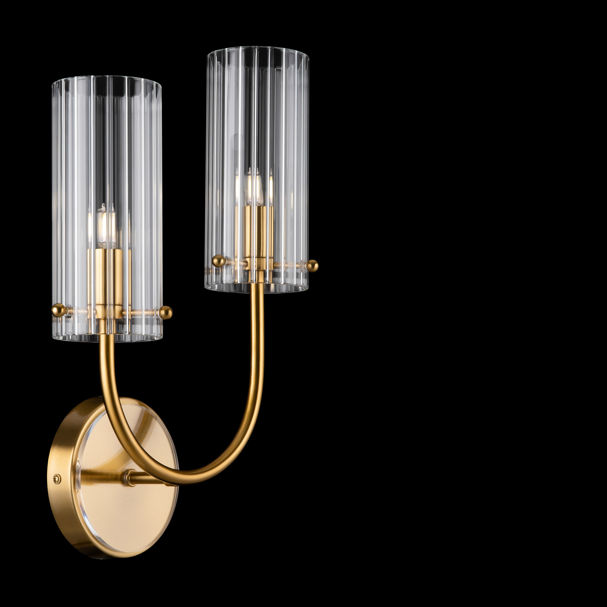 Applique Contemporanea Arco Struttura Metallo Ottone 1 Luce Diffusore Vetro MOD223WL-02BS1