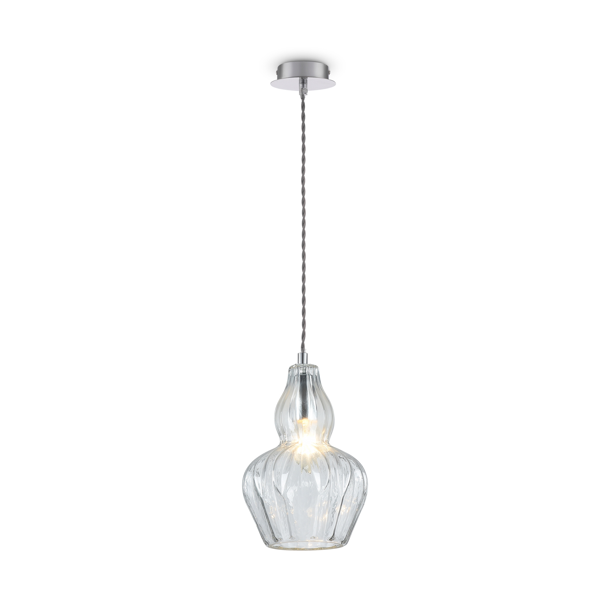 Sospensione Contemporanea Eustoma Metallo Nichel 1 Luce Diffusore Vetro MOD238-PL-01-TR