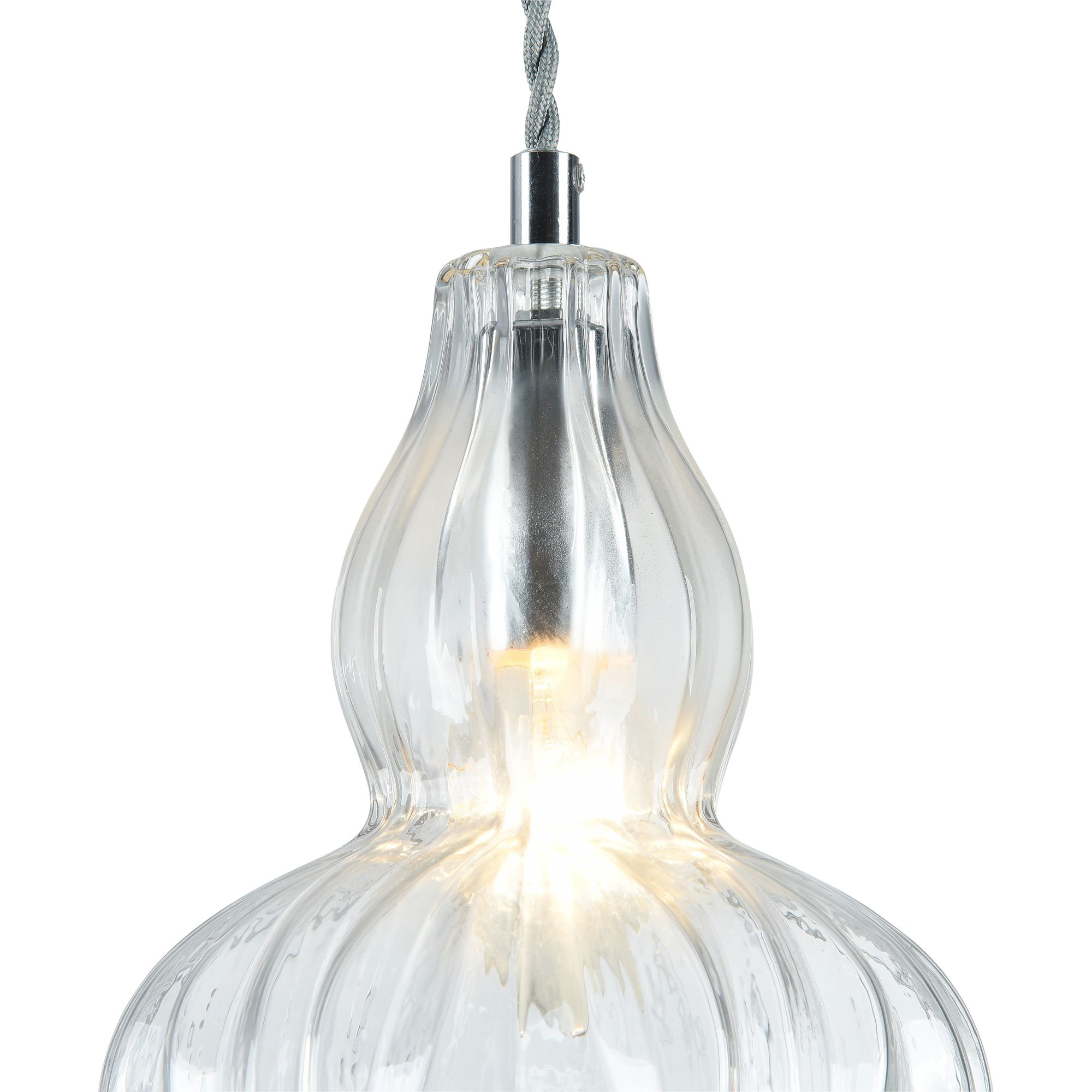 Sospensione Contemporanea Eustoma Metallo Nichel 1 Luce Diffusore Vetro MOD238-PL-01-TR