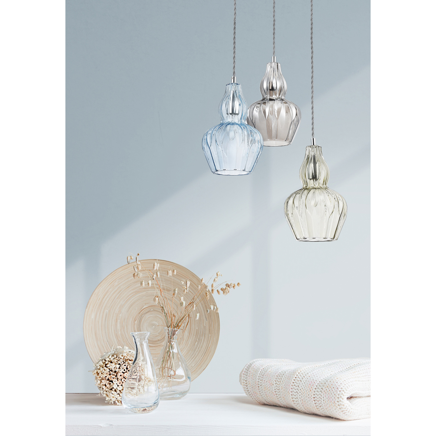 Sospensione Contemporanea Eustoma Metallo Nichel 1 Luce Diffusore Vetro MOD238-PL-01-TR