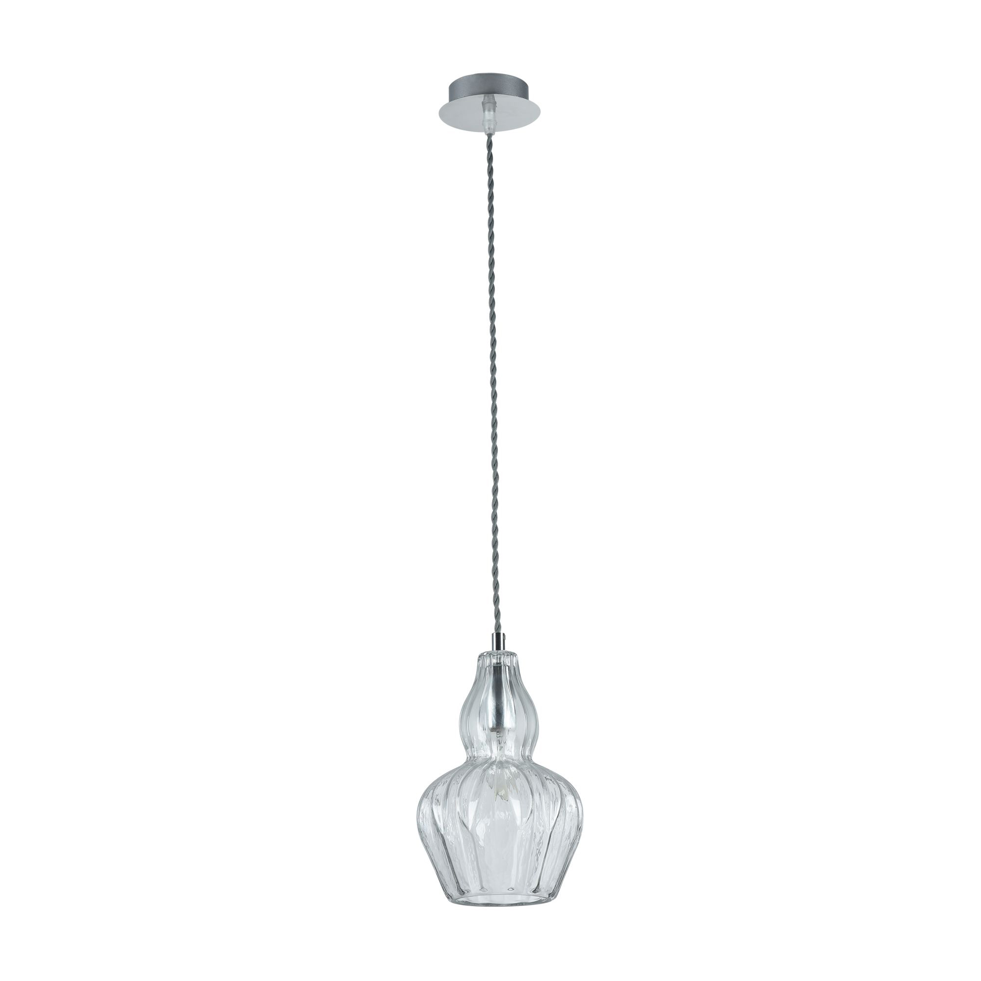 Sospensione Contemporanea Eustoma Metallo Nichel 1 Luce Diffusore Vetro MOD238-PL-01-TR
