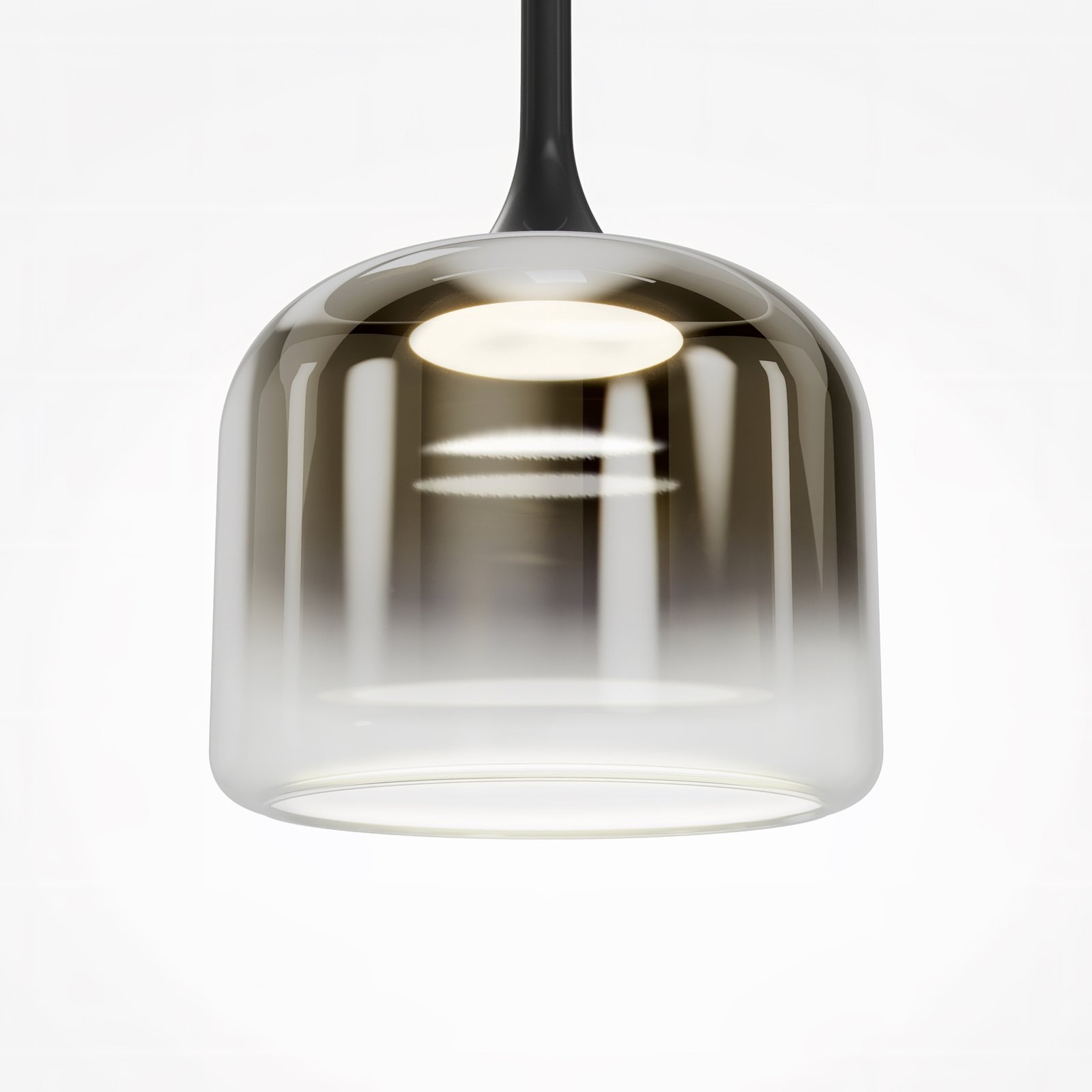 Sospensione Contemporanea Spirito Metallo Nero Vetro Grigio Led 12W 3000K Ip20