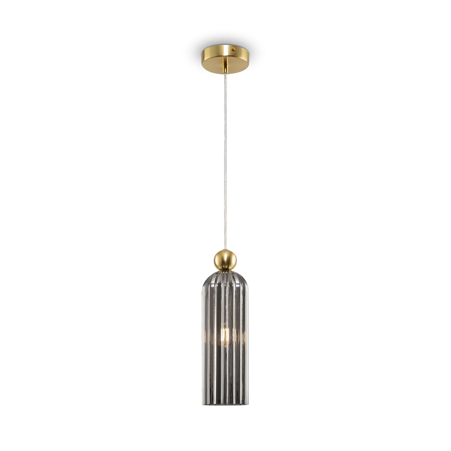 Sospensione Contemporanea Antic Metallo Oro 1 Luce Diffusore Vetro Grigio