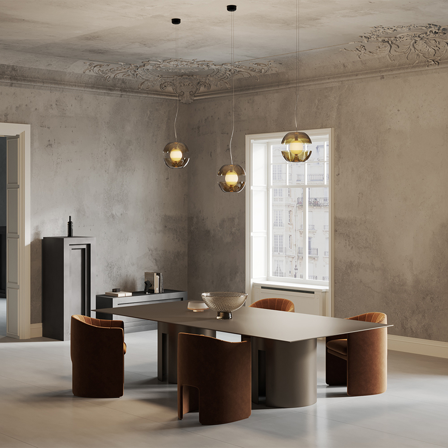 Sospensione Contemporanea Rebel Metallo Oro Diffusore Vetro Oro MOD322PL-L6G3K