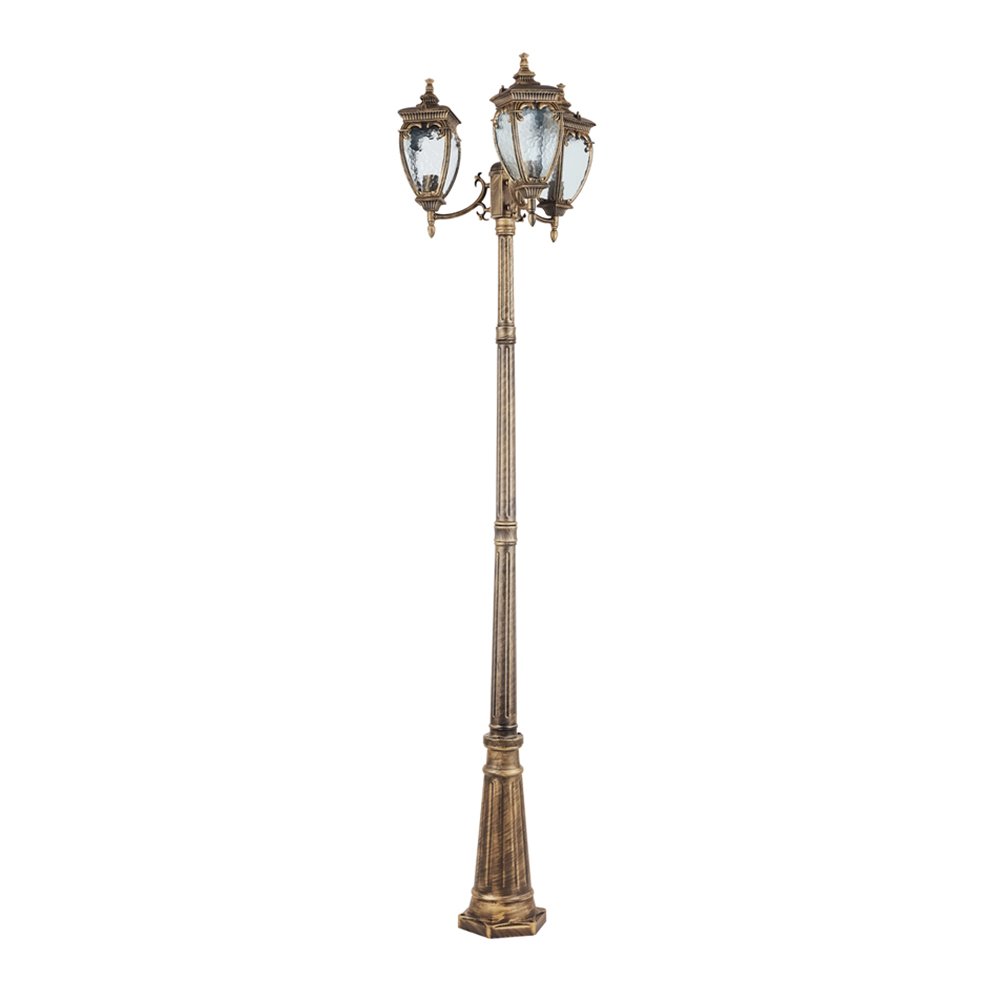 Lampada Da Terra Classica Da Esterno Alluminio Oro 3 Luci E27 60W Ip44 O414FL-03GB