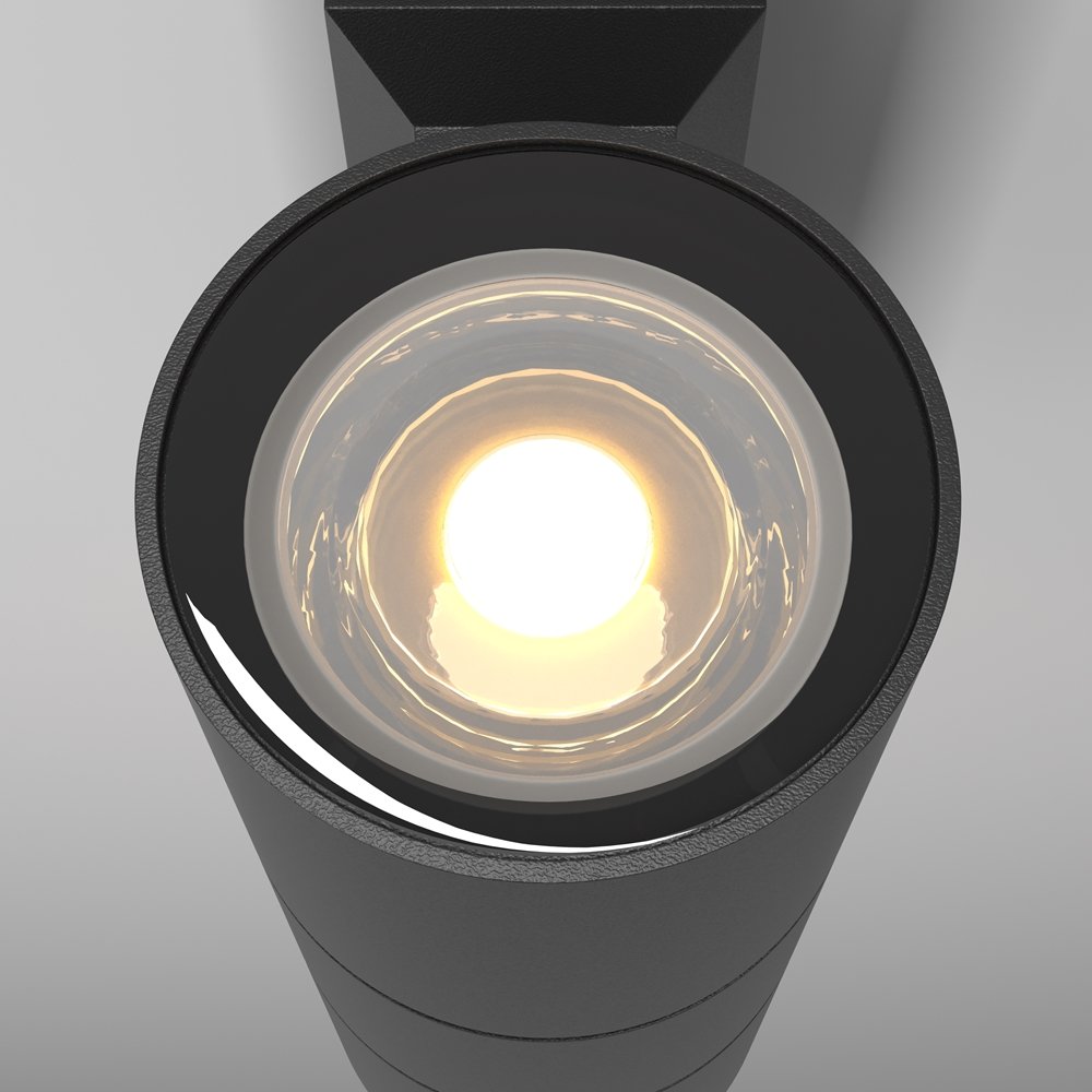 Lampada Da Parete Moderna Da Esterno Alluminio Nero 2 Luci Gu10 50W Ip54 O574WL-02B