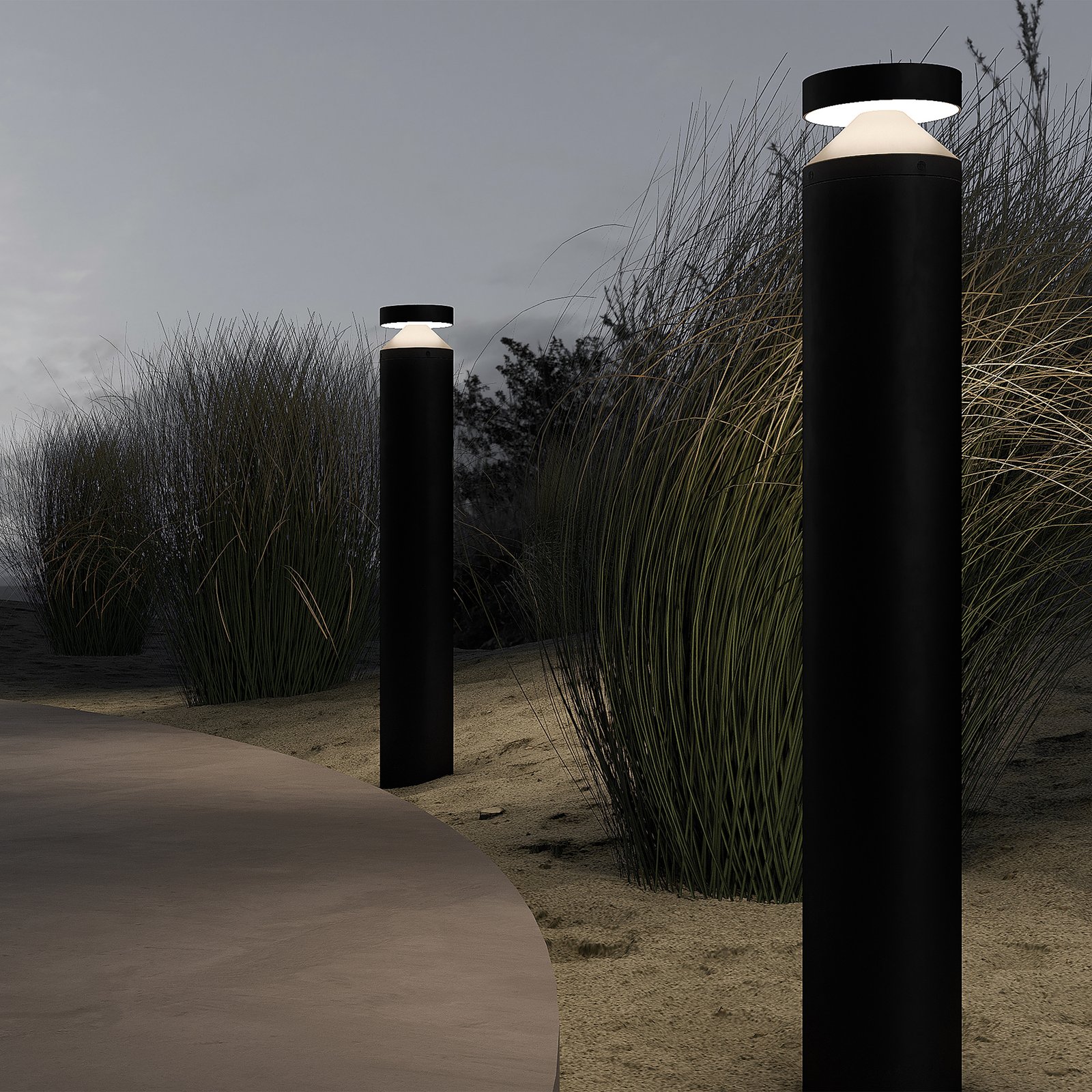 Paletto Da Esterno Moderno Olten Alluminio Nero Led Integrato 12W Ip65 80Cm O591FL-L12GF3K1