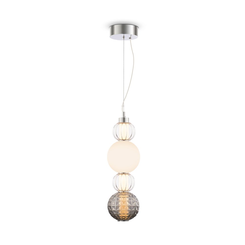 Sospensione Contemporanea Collar Metallo Cromo Paralume Vetro Trasparente 17W P069PL-L17CH3K