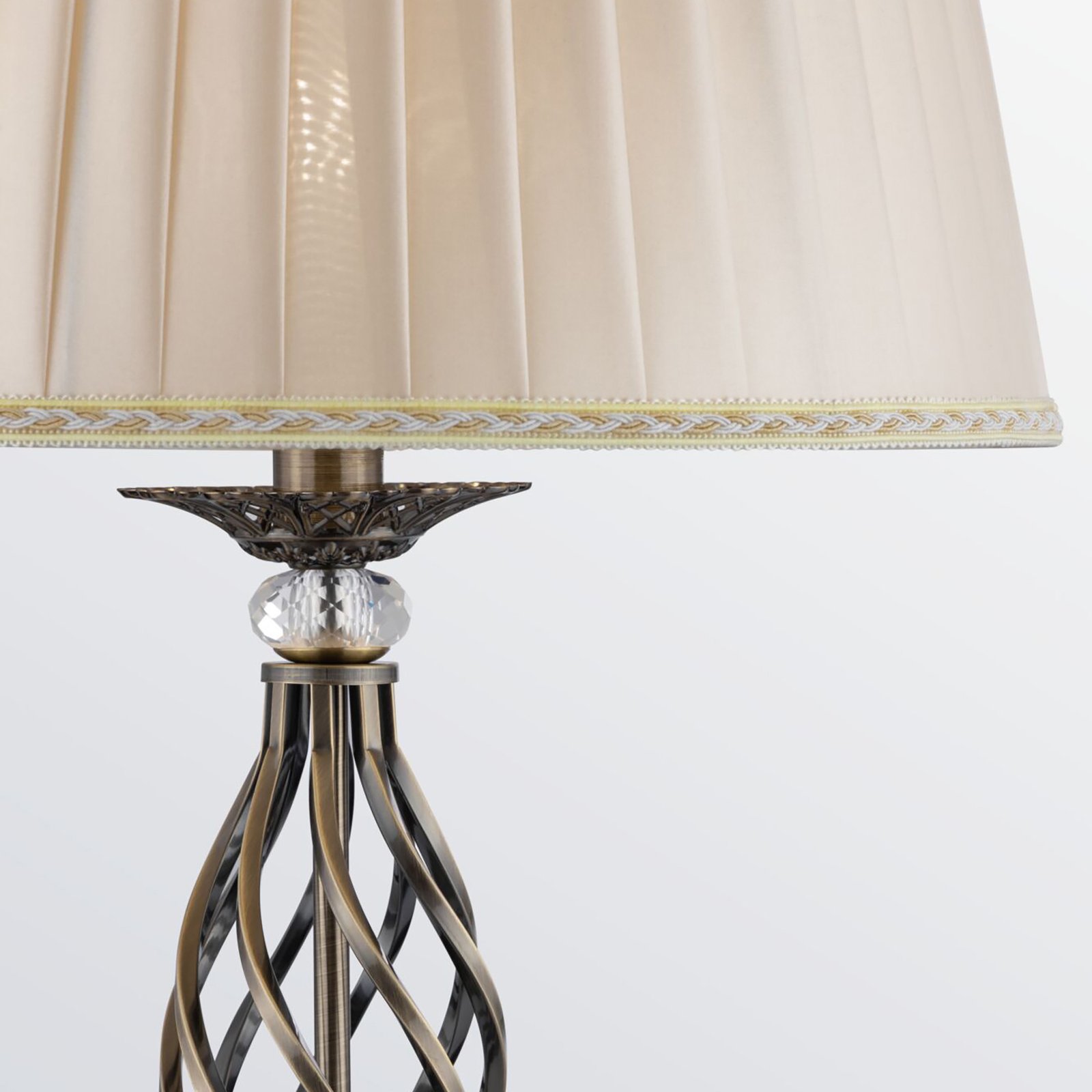 Piantana Shabby Chic Grace Metallo Ottone 1 Luce Diffusore Organza Beige RC247-FL-01-R