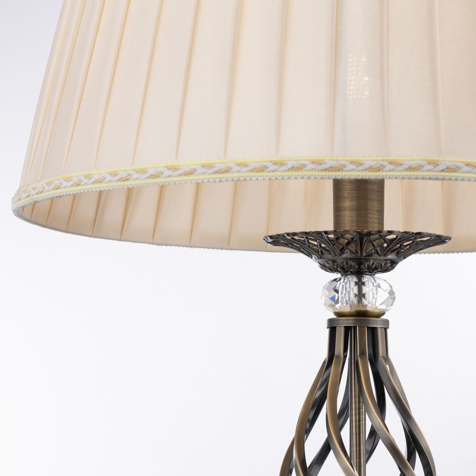 Piantana Shabby Chic Grace Metallo Ottone 1 Luce Diffusore Organza Beige RC247-FL-01-R