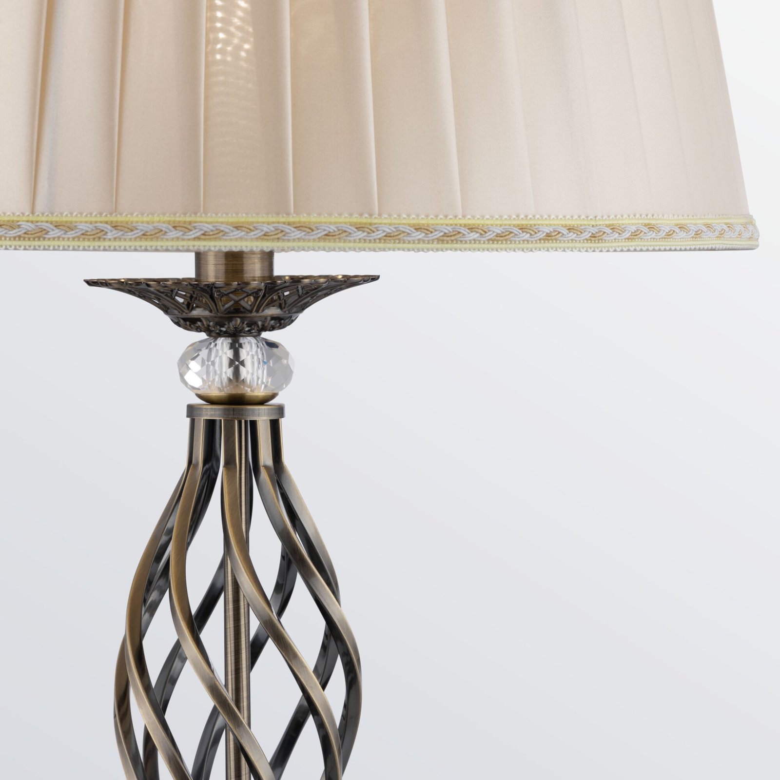 Piantana Shabby Chic Grace Metallo Ottone 1 Luce Diffusore Organza Beige RC247-FL-01-R