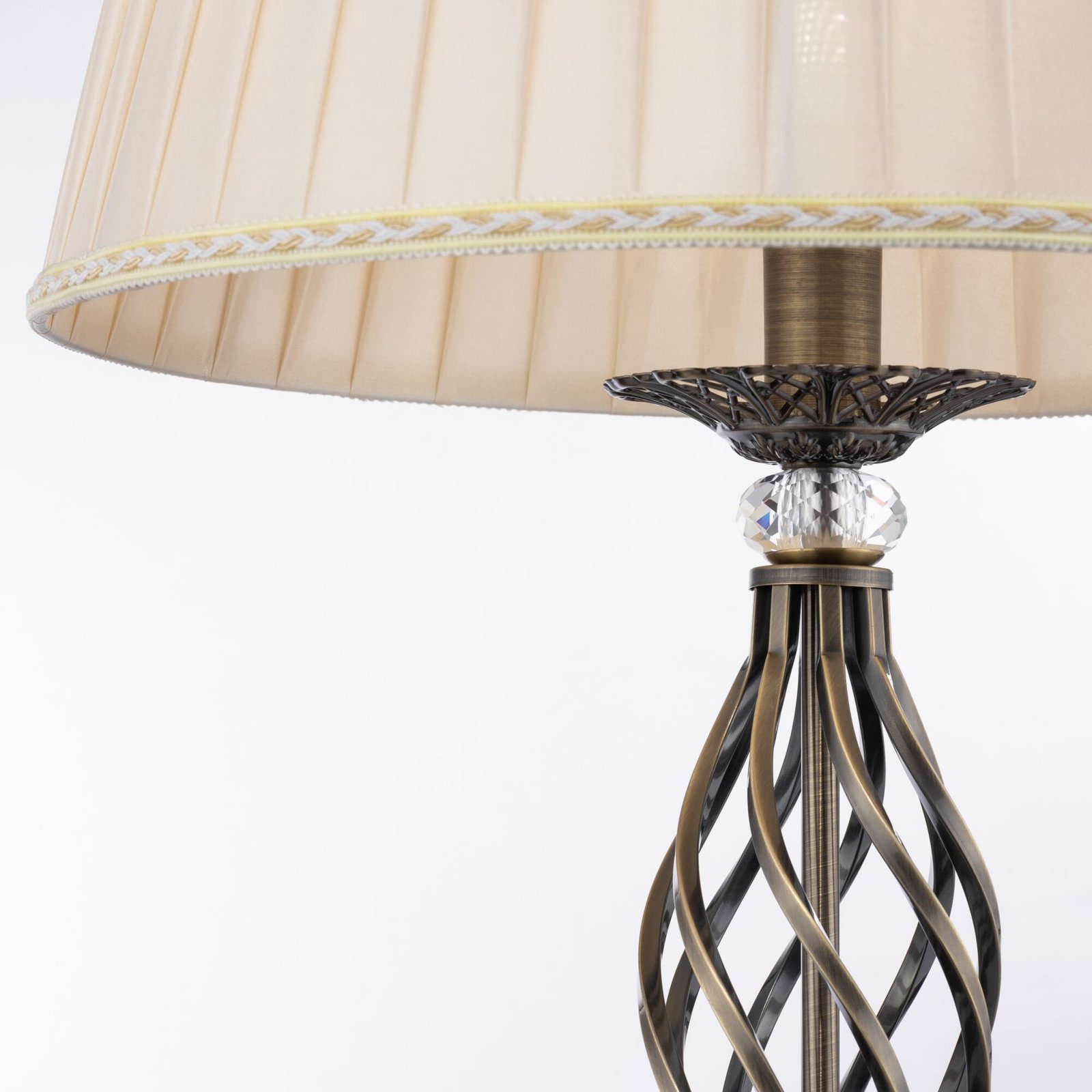 Piantana Shabby Chic Grace Metallo Ottone 1 Luce Diffusore Organza Beige RC247-FL-01-R