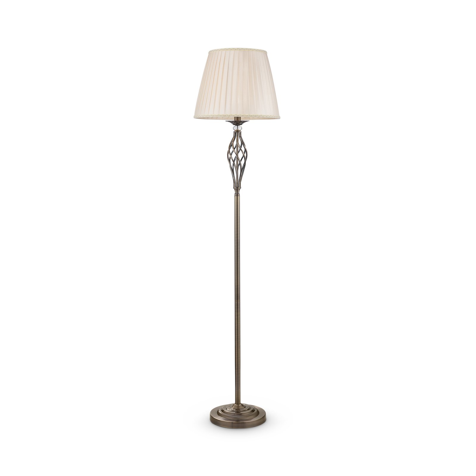 Piantana Shabby Chic Grace Metallo Ottone 1 Luce Diffusore Organza Beige RC247-FL-01-R