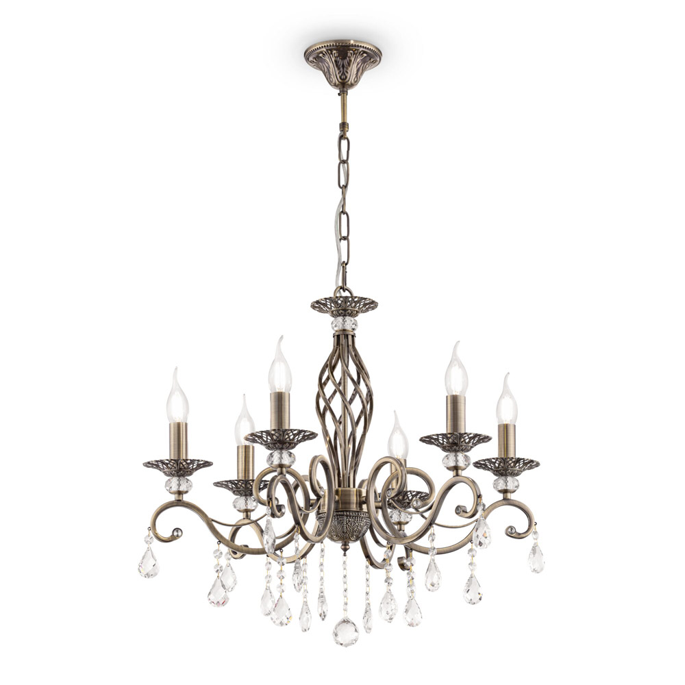 Image of Lampadario Classico Grace Metallo Ottone 6 Luci