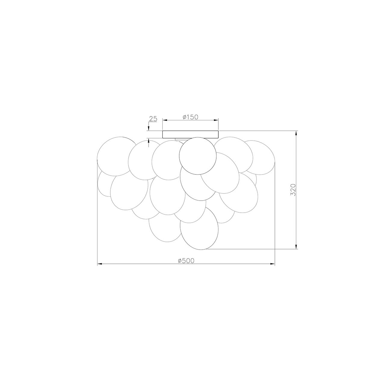 Plafoniera Contemporanea Baldo Metallo Nichel 8 Luci Diffusori Cognac MOD112CL-08G