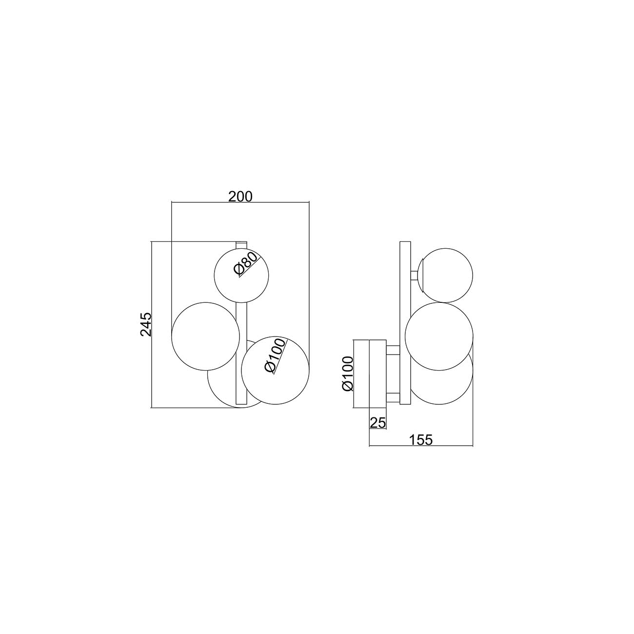 Applique Contemporanea Dallas Metallo Cromo 3 Luci Diffusori Fumè MOD545WL-03CH