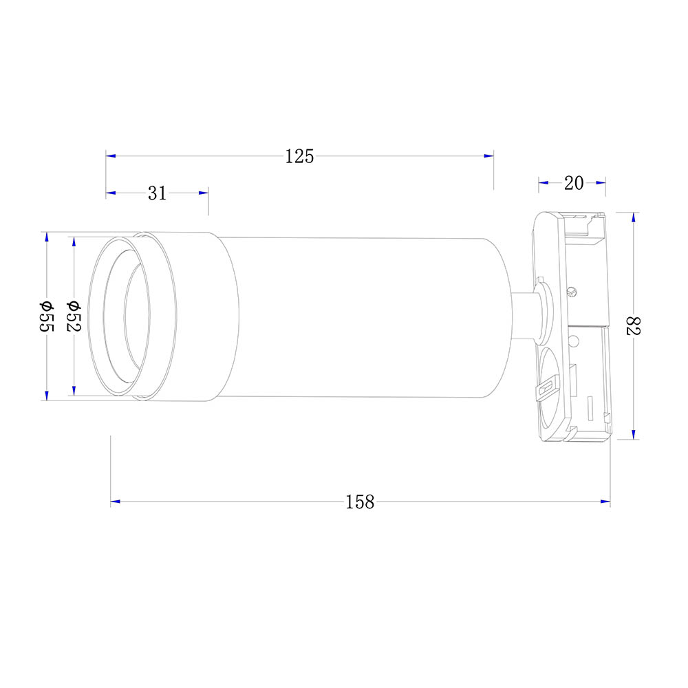 Faretto Per Binari Focus Zoom Alluminio Nero Led Integrato 12W Ip20 4000K TR021-1-124K-Z-B