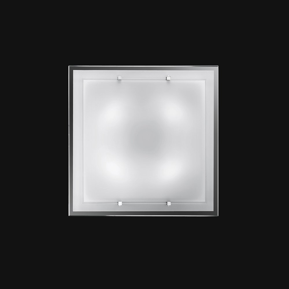 Plafoniera Quadrata Contemporanea Frame Vetro Bianco 4 Luci E27 5746B