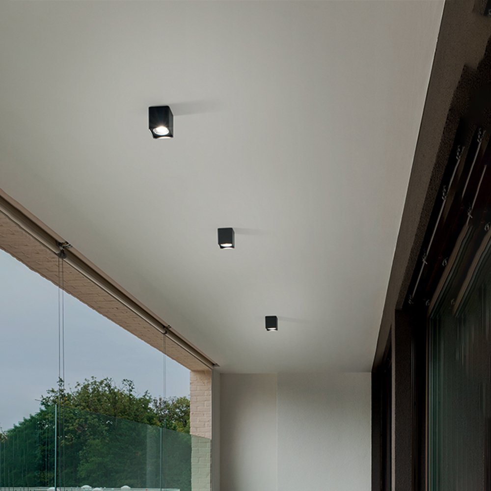 Plafoniera Moderna Brick Metallo Grafite Vetro 1 Luce Gu10 6117A