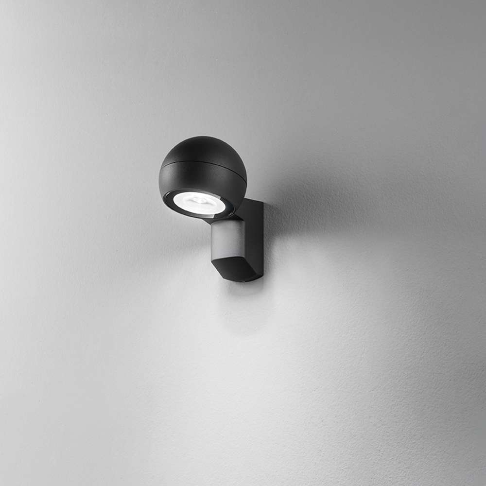 Image of Applique Da Esterno Helmet Alluminio Grigio Grafite Vetro Led 12W 4000K