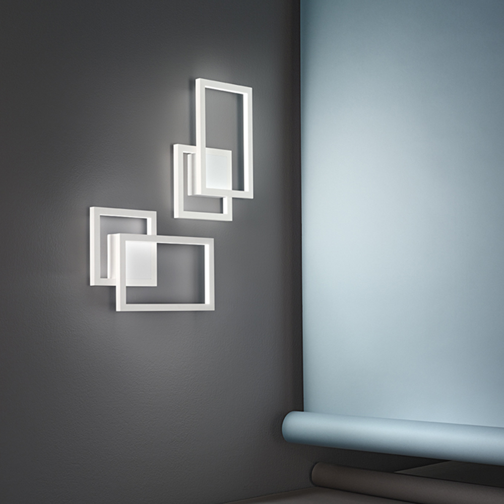 Applique Moderna Cross Alluminio Bianco Opaco Led 20W Dimmerabile Ip20