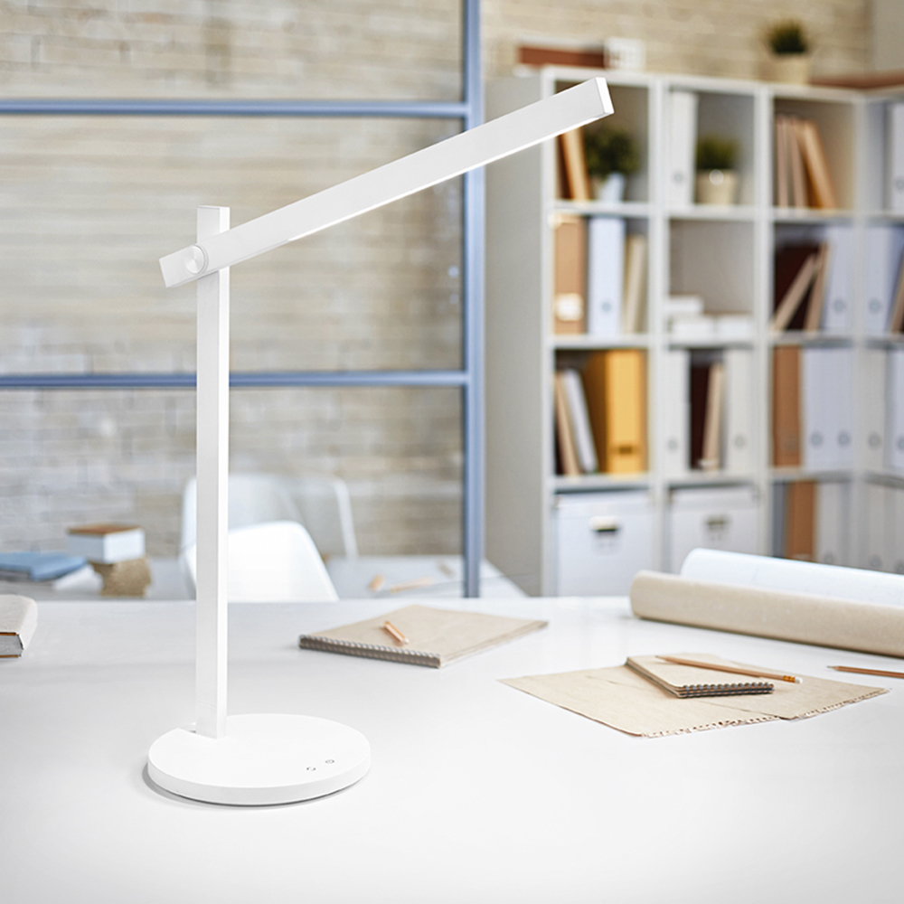 Lampada Da Scrivania Contemporanea Ruler Metallo Bianco Acrilico Led 7W 3000K