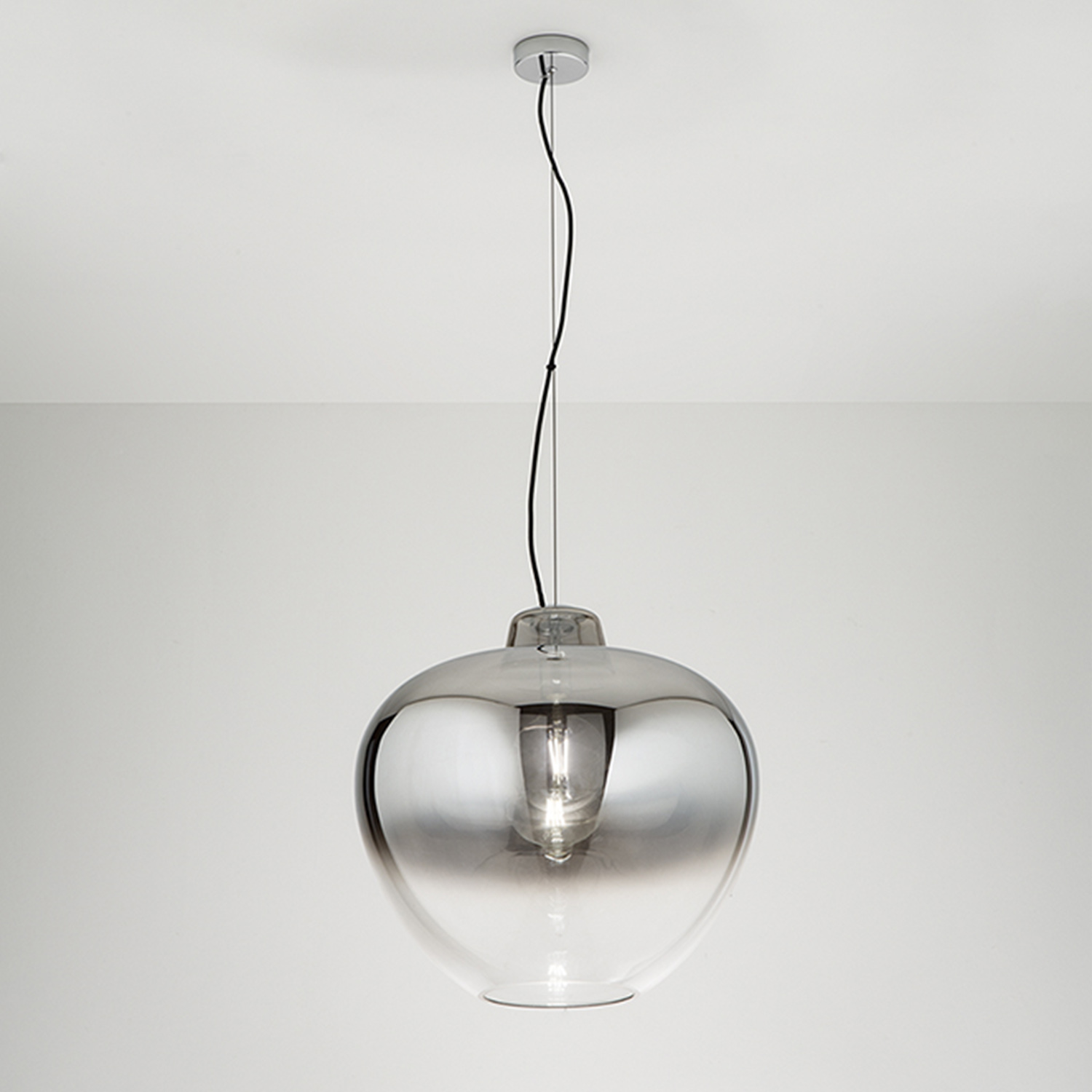 Sospensione Contemporanea Big Bowl Metallo Cromo Vetro Fumè 1 Luce E27