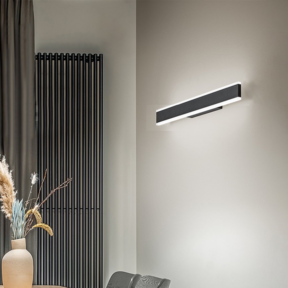 Applique Moderna Kante Metallo Nero Acrilico Led 32W Cct 3000/4000/6000K 6996NCT