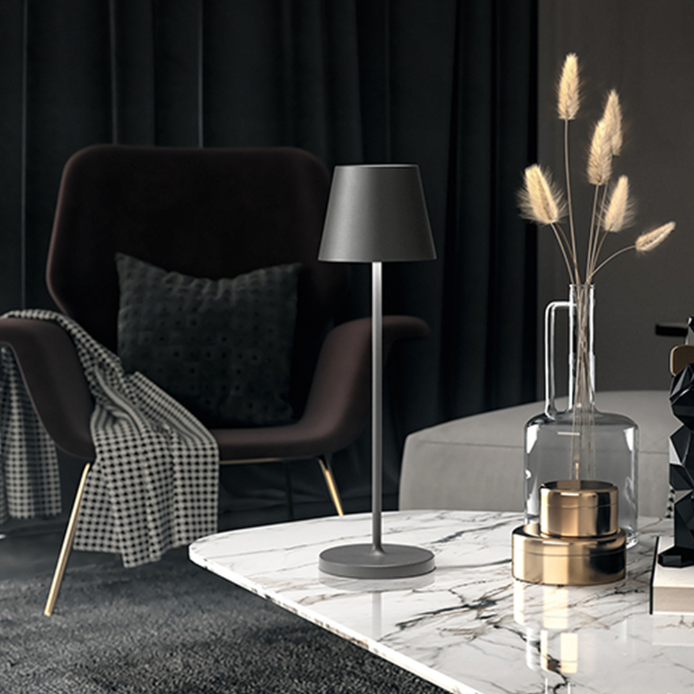 Lampada Tavolo Esterno Moderna Diva Alluminio Grigio Led 1,5W 3000K 8124GSLC