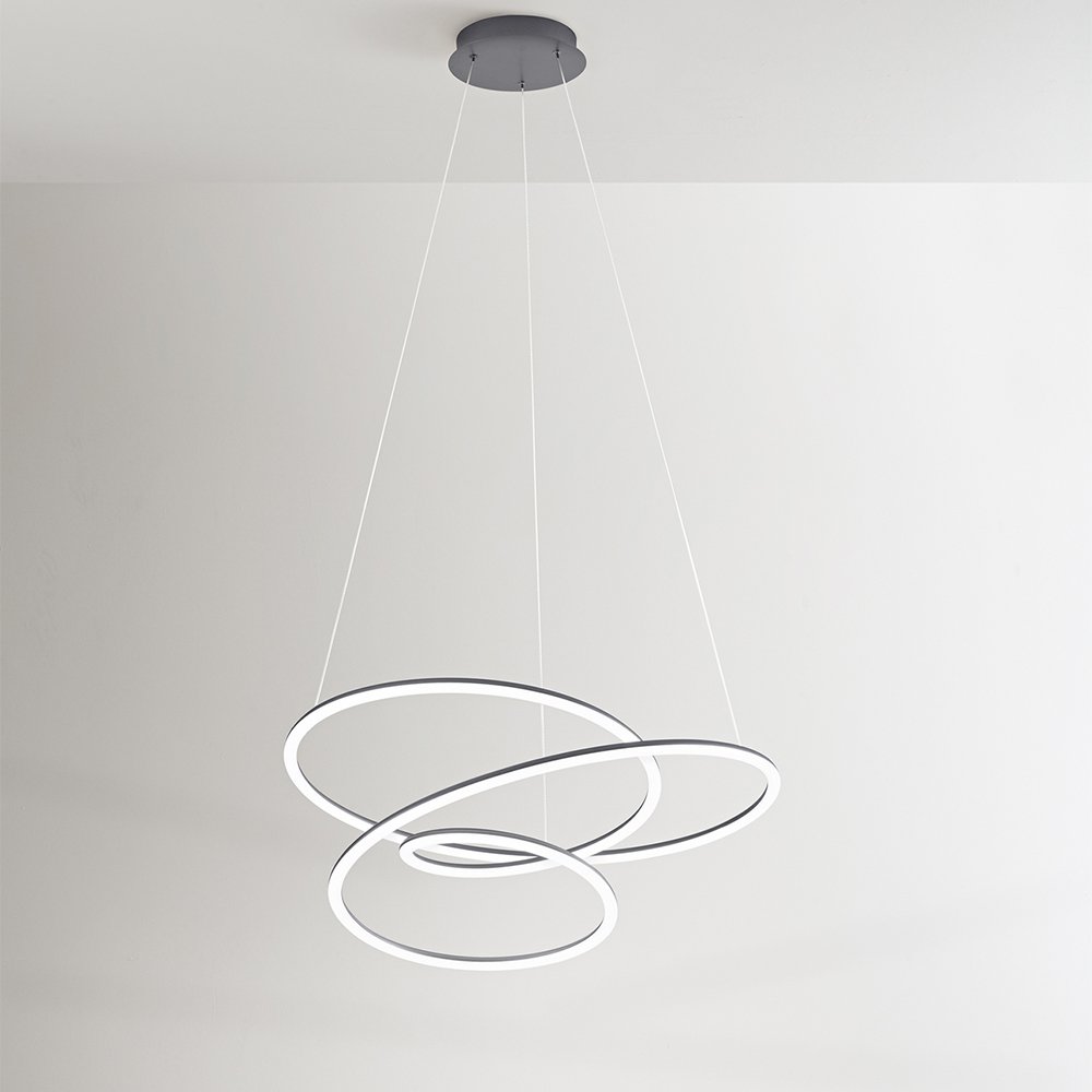 Sospensione Moderna Spira Metallo Grigio Led 96W Dimmerabile Ip20 8150GMLC