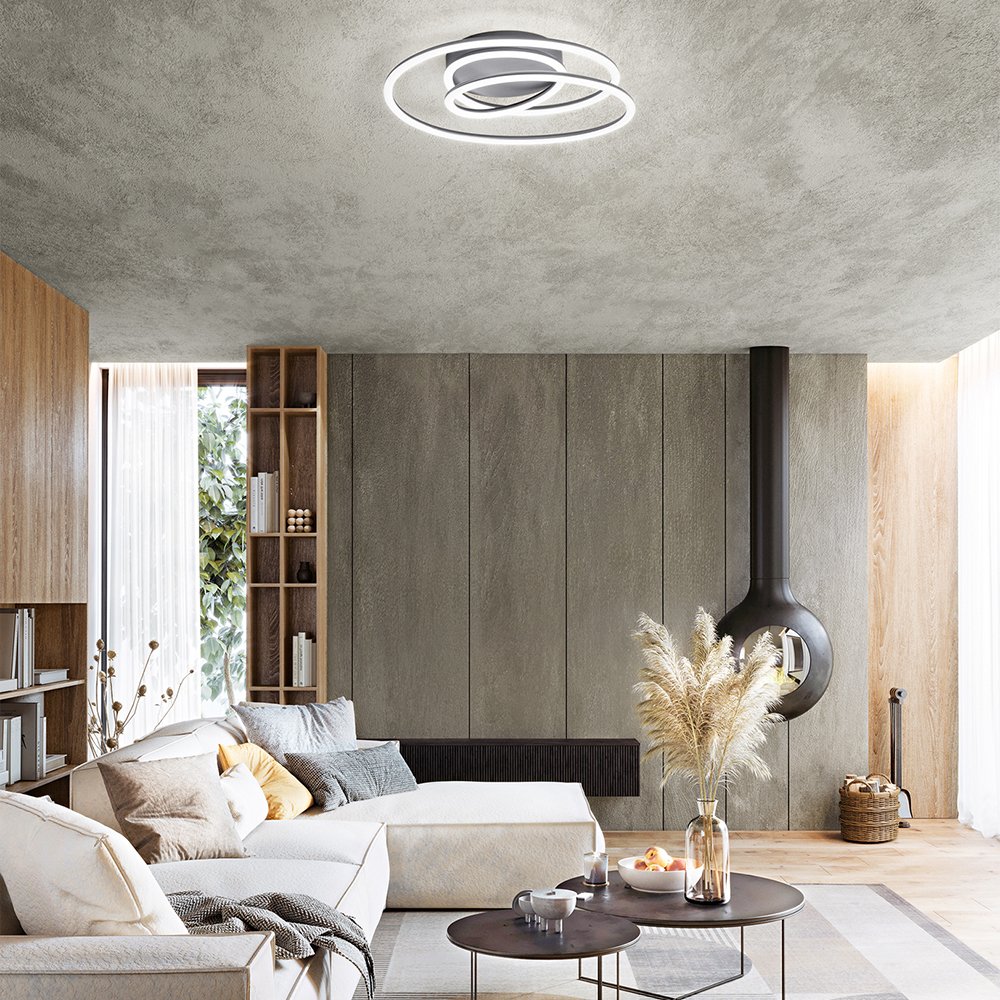 Plafoniera Moderna Spira Metallo Grigio Led 63W Dimmerabile Ip20 8152GMLC