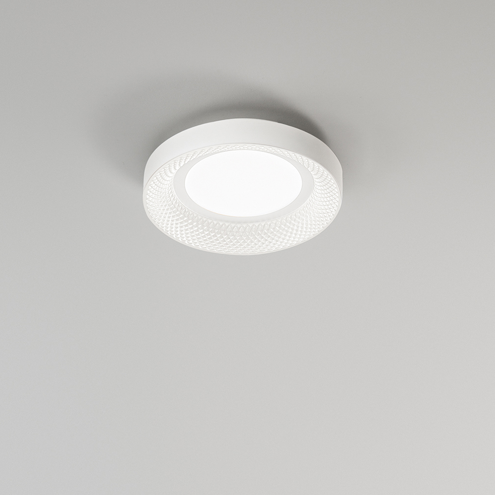 Plafoniera Contemporanea Hive Metallo Bianco Acrilico Led 30W Cct 3000/4000K