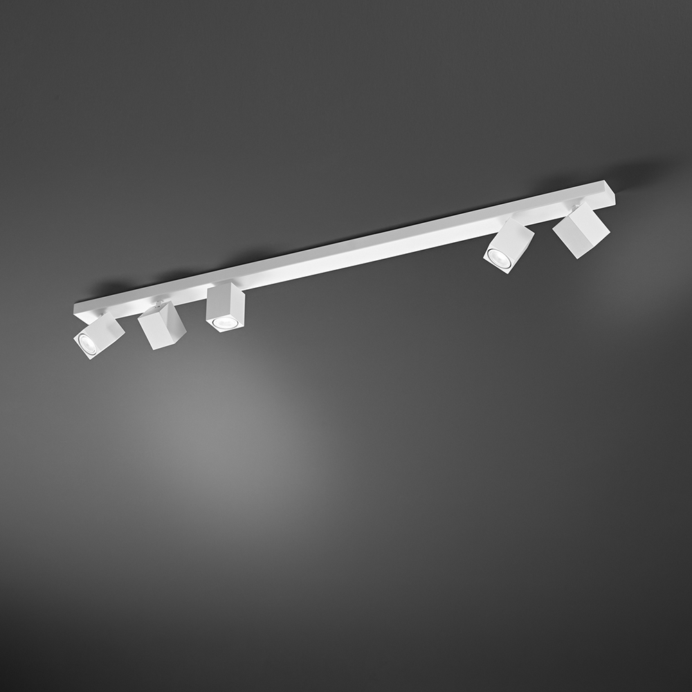 Spot Cubico Moderno Oddy Alluminio Bianco 5 Luci Gu10