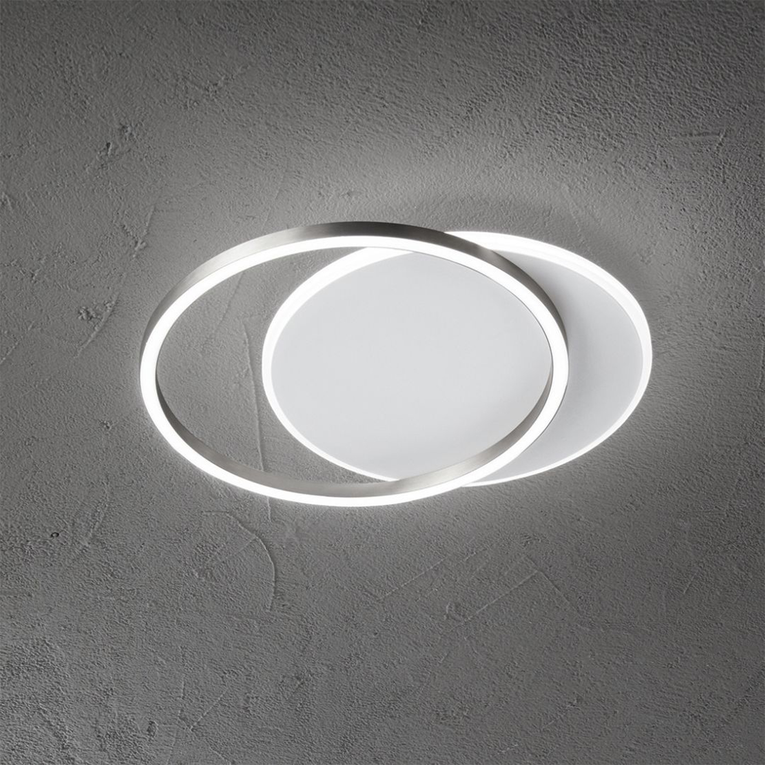 Plafoniera Moderna Orbita Metallo Bianco Grigio Led 60W 3000K Dimmerabile Ip20