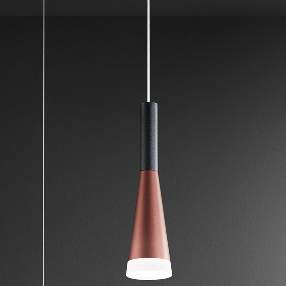 Lampadario Minimal Cone Metallo Oro Acrilico Nero 7 Luci Led 7W 3000K 8206NLC