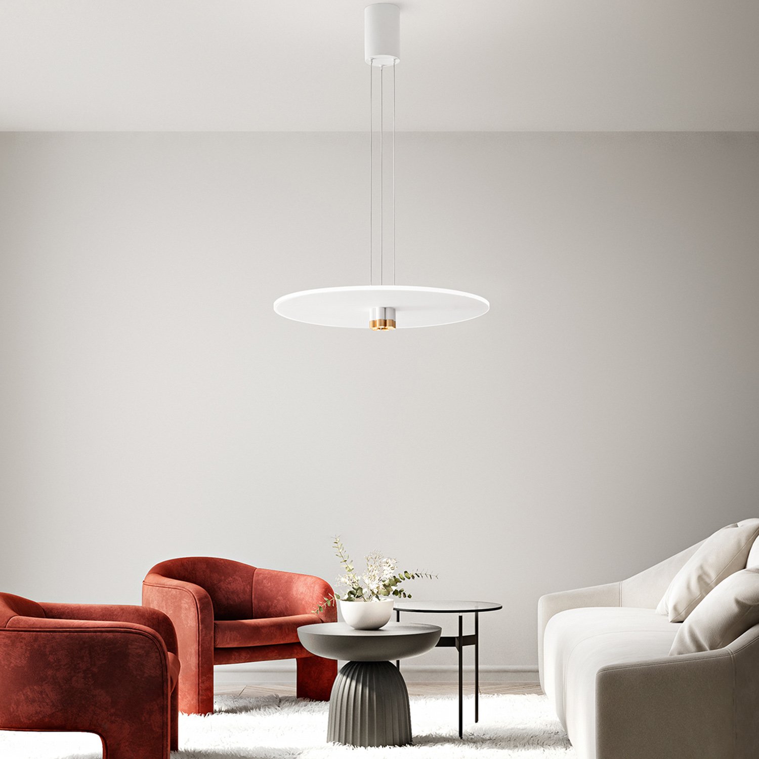 Sospensione Minimal Stream Metallo Bianco E Oro Acrilico Led 50W 3000K 8262BLC