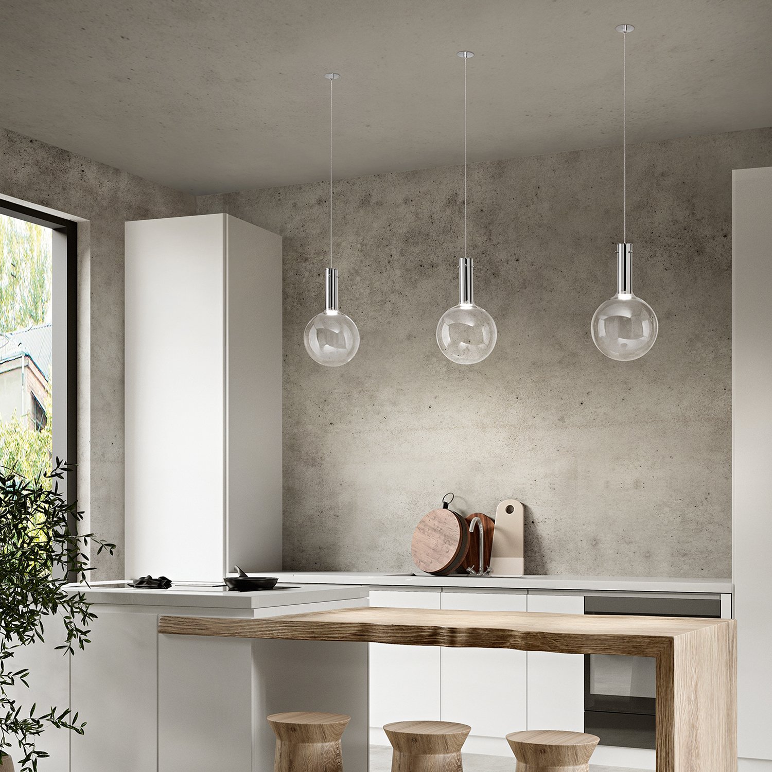 Vetro Trasparente Serie Ampolla D20Cm Con Cavo 200Cm 8310TRLC