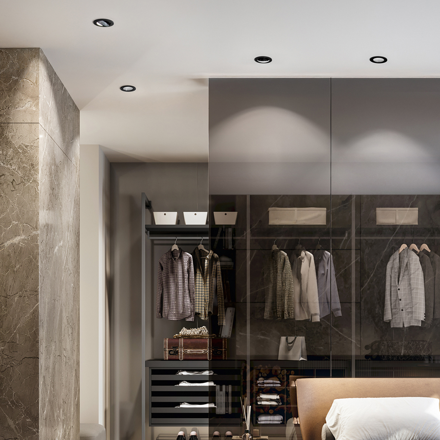 Faretto Incasso Moderno Oasis Metallo Nero 1 Luce Gu10 Orientabile Ip20 D9 8366N