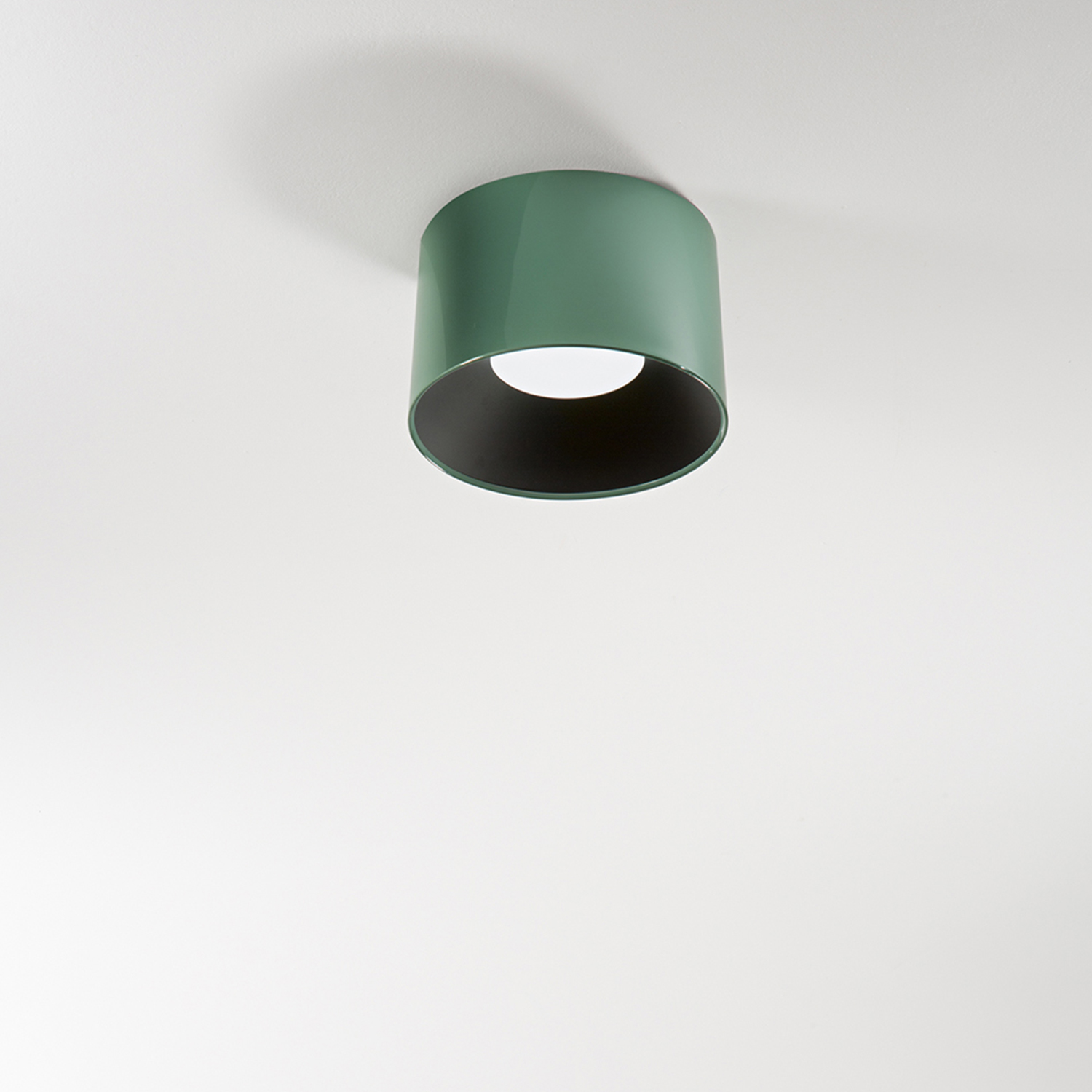 Plafonera Moderna Hole Metallo Verde Lucido Led 24W Dimmerabile Ip20