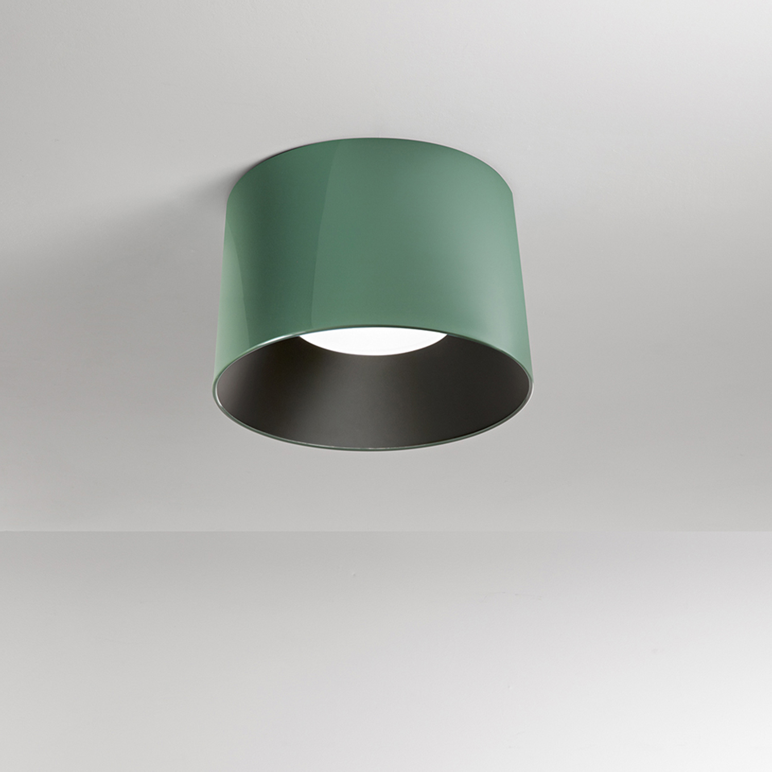 Plafonera Moderna Hole Metallo Verde Lucido Led 36W Dimmerabile Ip20