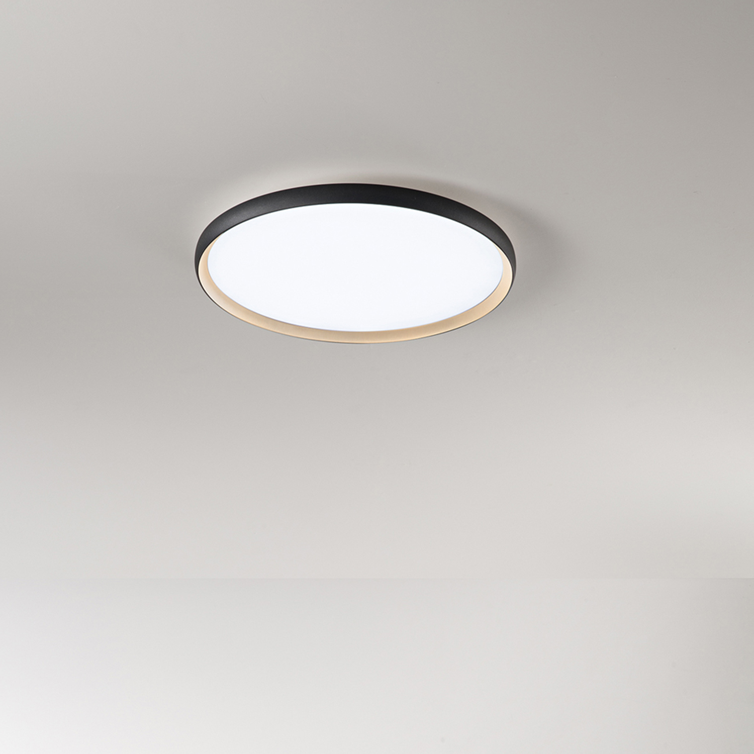 Plafoniera Moderna Halo Metallo Nero Oro Led 40W Dimmerabile Ip20