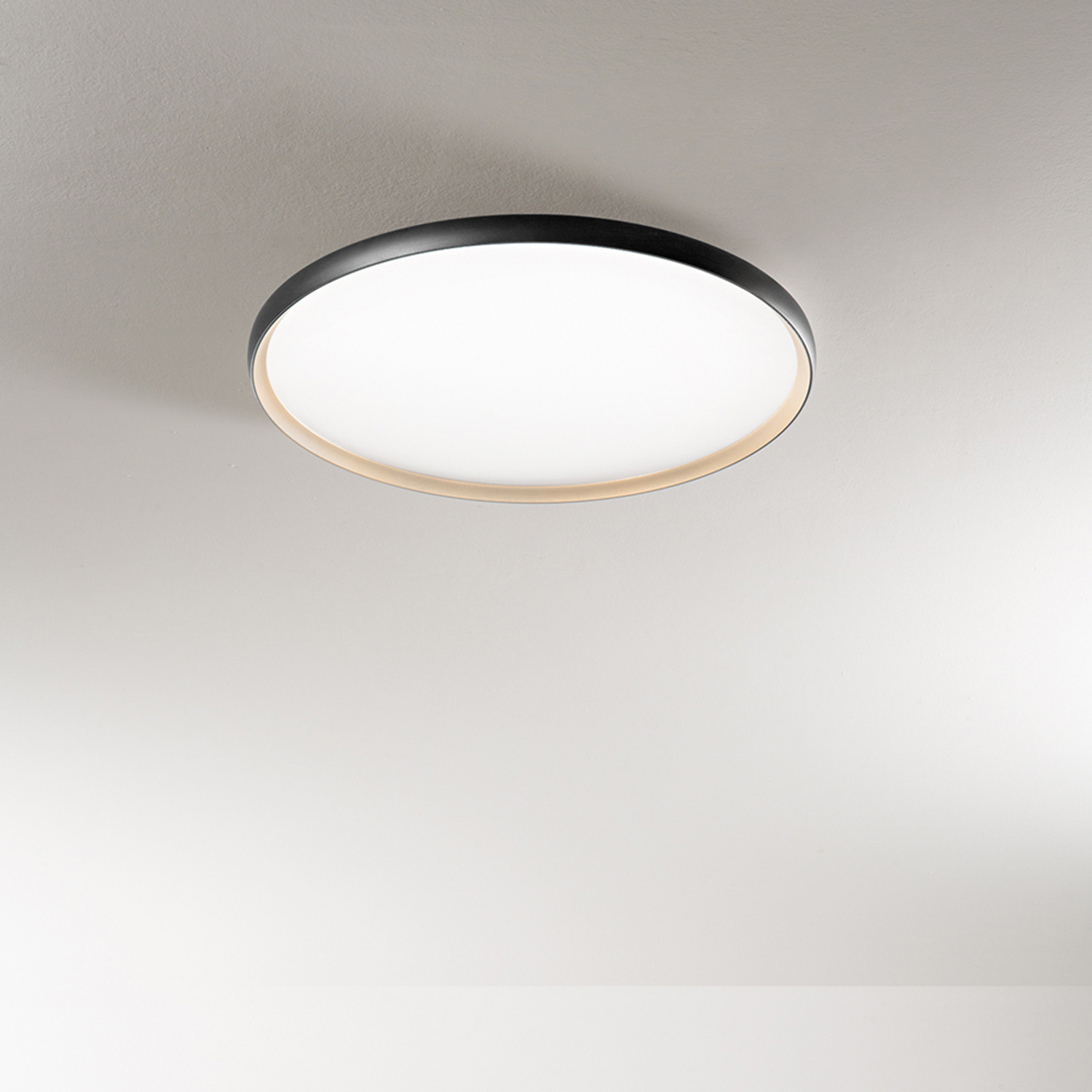 Plafoniera Moderna Halo Metallo Nero Oro Led 45W Dimmerabile Ip20