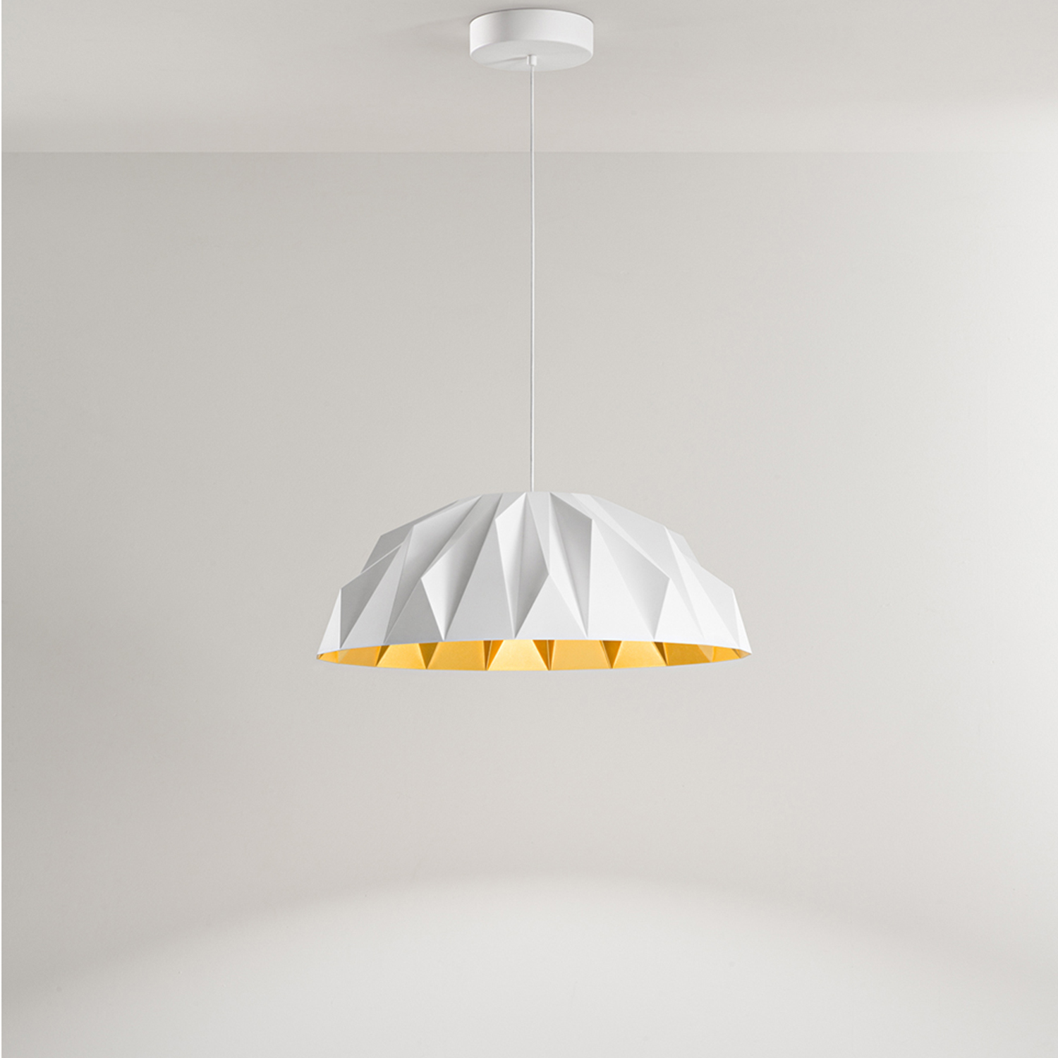 Sospensione Moderna Prisma Acrilico Bianco Oro Led 20W 3000K Ip20