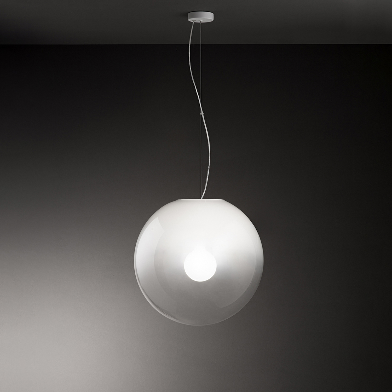 Sospensione Moderna Moon Metallo Vetro Bianco 1 Luce E27 Ip20 D50