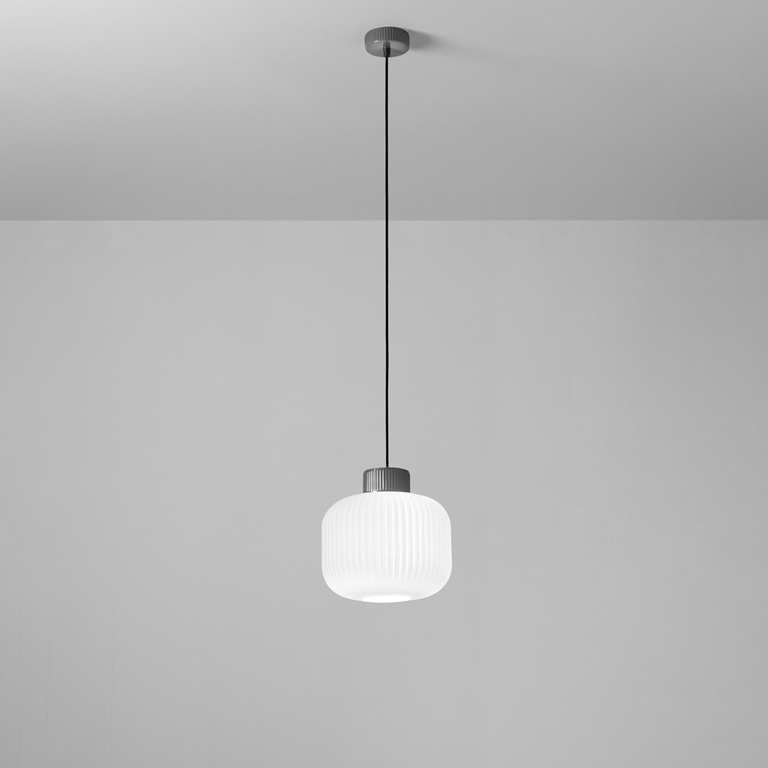 Sospensione Contemporanea Lucerna Metallo Ceramica Bianco 1 Luce E27 Ip20 D25