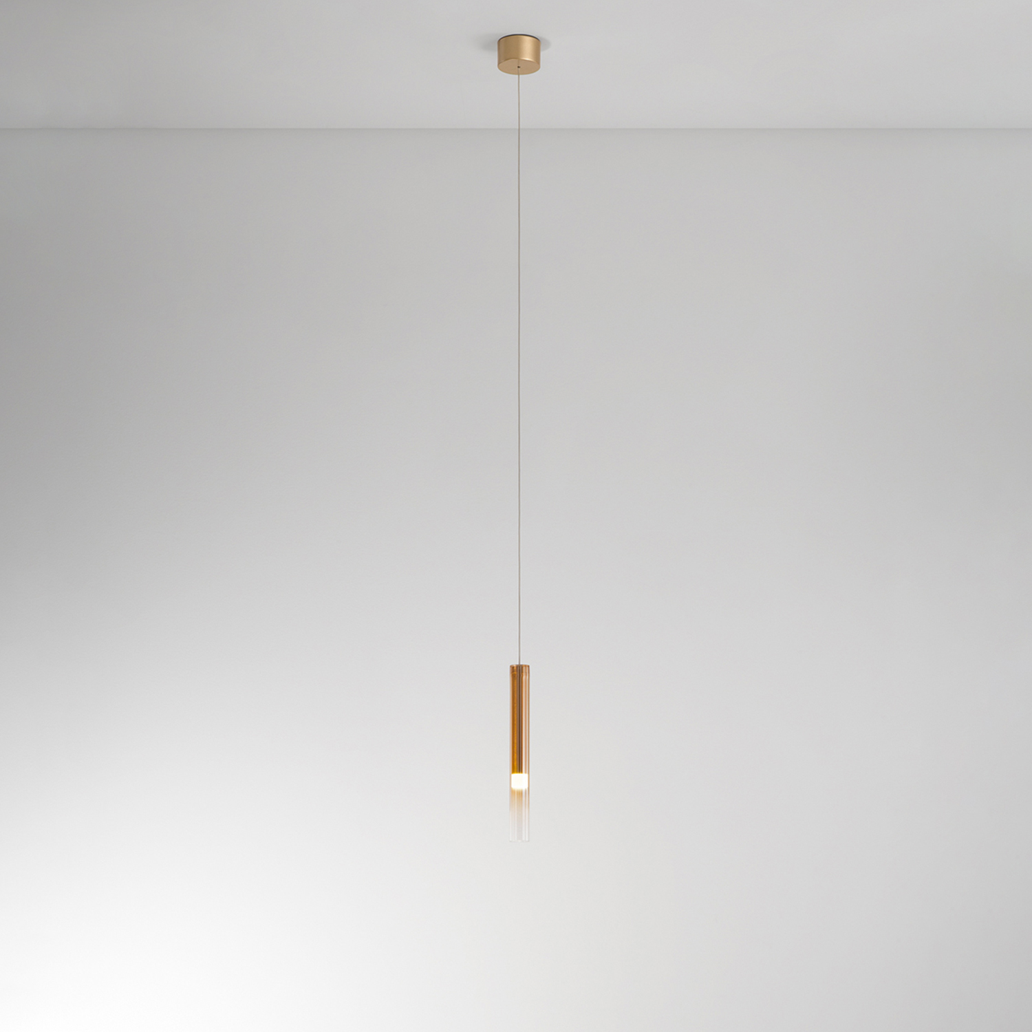 Sospensione Moderna Poule Metallo Vetro Ambra Led 8W Dimmetabile Ip20