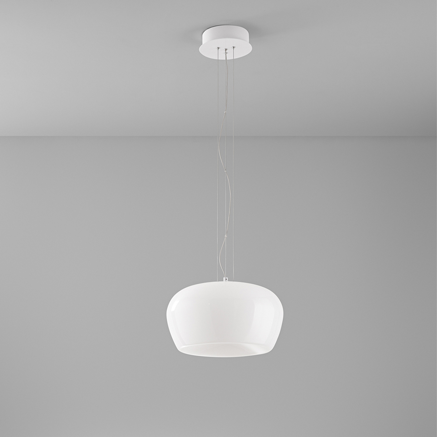 Lampadario Moderno Kave Metallo Vetro Bianco Led 20W 3000K Dimmerabile Ip20